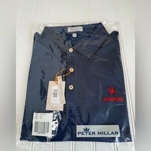 Peter Millar Summer Comfort Polo Shirt Mens XL Blue Richmond Spiders NEW 1594
